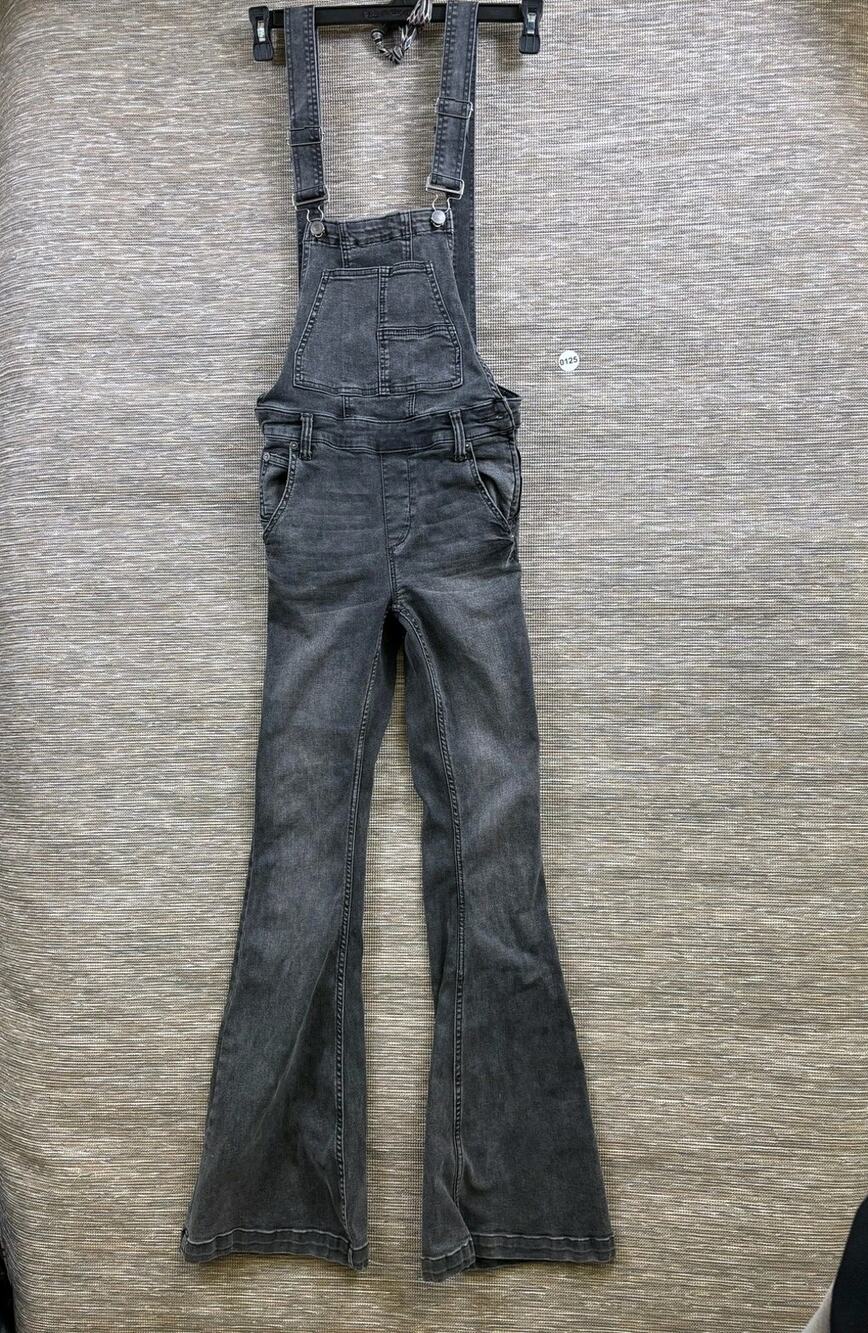 Urban Outfitters Overalls Womens 26 Gray Denim Flare Leg Stretch Bib Jumpsuit